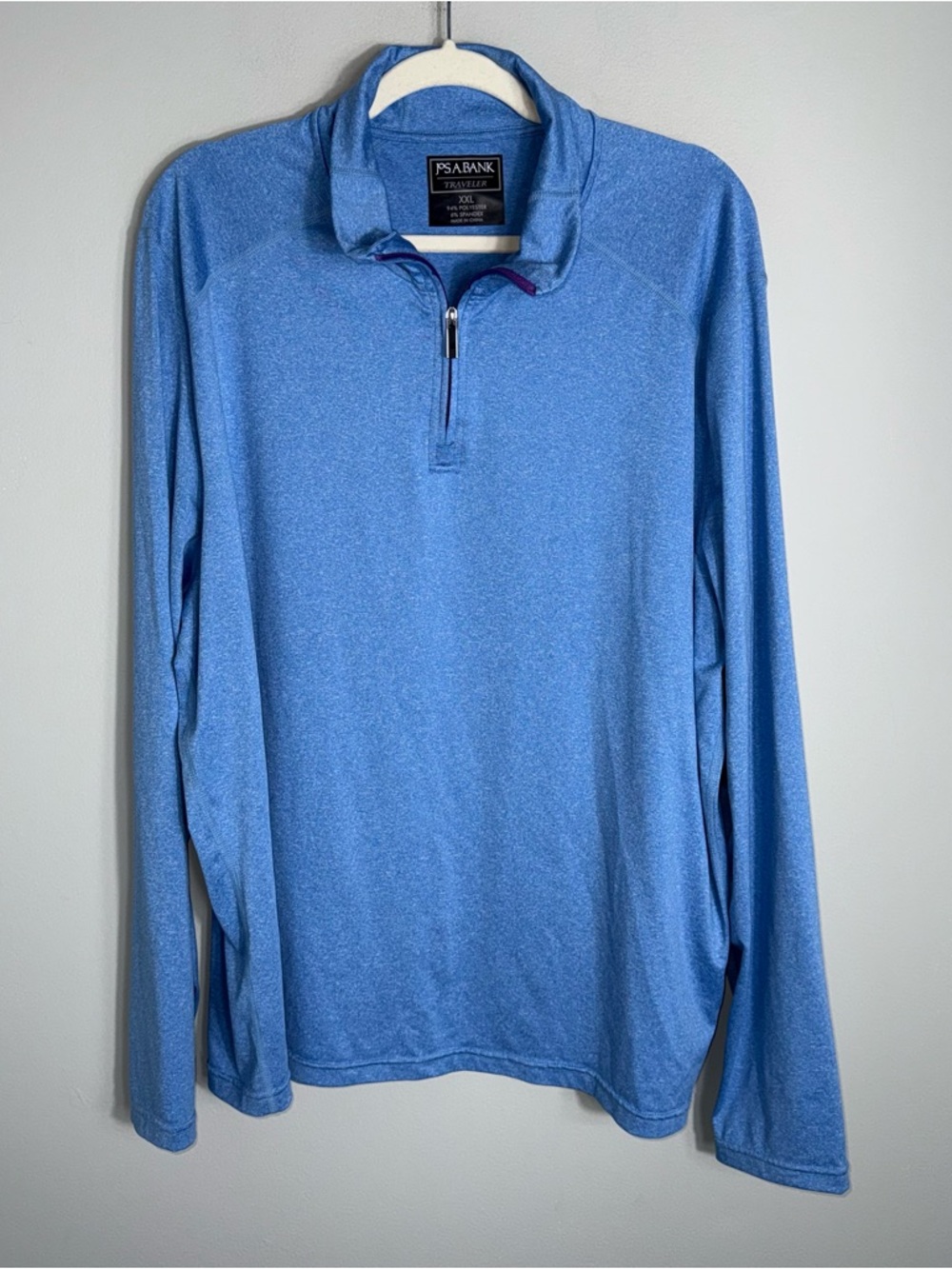 Jos. A. Bank Traveler 1/4 Zip Performance Jacket-Long Sleeves-Light Blue-XXL